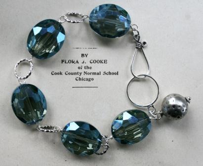 The Kirsten Bracelet in Aqua/Blue Green-bracelet, wirewrapped, sterling silver, aqua blue/green faceted glass, silver rings, holiday, christmas, gift, wholesale, tippy stockton 