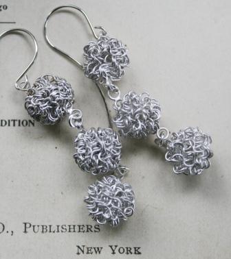 Cotton Earrings-earrings, cotton, ball, wire, sterling silver, feminine, winter, holiday, gift, christmas, wholesale, tippy stockton 