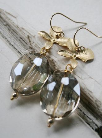 Winter Orchid Earrings-earrings, orchid, gold, champagne, winter orchid, feminine, gift, christmas, holiday, wholesale, tippy stockton 