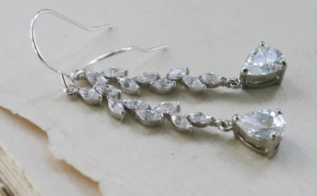 Vivienne Earrings-earrings, dangle, vine, cubic zirconia, sparkle, wedding, date night, sterling silver, wholesale, tippy stockton