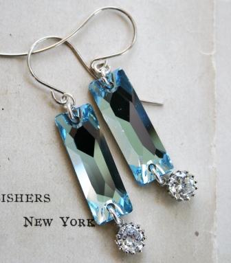 The Glacier Earrings-earrings, dangle, sterling silver, aqua, ice, cubic zirconia, rectangle, sparkle, shine, feminine, wholesale, tippy stockton 