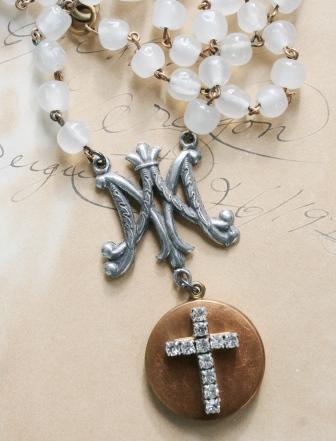 The Notre Dame Necklace-necklace, vintage, ave maria, notre dame, lords prayer, rhinestone, locket, rosary chain, feminine, wholesale, gift, tippy stockton 