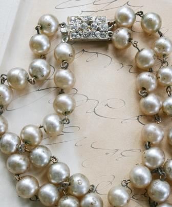 The Miriam Necklace-necklace, vintage rosary chain, shabby chic glass pearls, well worn, vintage clasp, draped, feminine, wholesale, tippy stockton