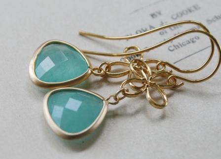 The Jillian Earrings - Aqua Faceted Quartz & Gold Earrings-earrings, dangle, 14kt. gold earwires, faceted green adventurine quartz, vermeil, fun, flirty, jillian, feminine, wholesale, tippy stockton
