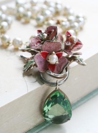 The Bouquet Necklace-necklace, vintage, bouquet, cabochon, vintage rosary chain, czech glass, springtime, mother's day, wholesale, tippy stockton 