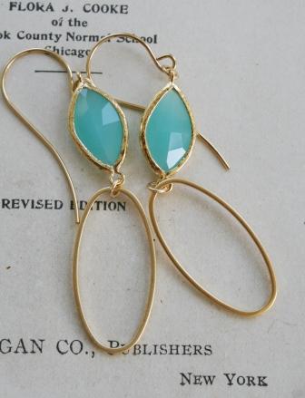 Aqua Quartz and Gold Earrings - LaMer . Cote d'Azur . Gold . Earrings-earrings, 14kt. gold earwires, faceted quartz, gold hoops, fun, flirty, summertime, wholesale, tippy stockton