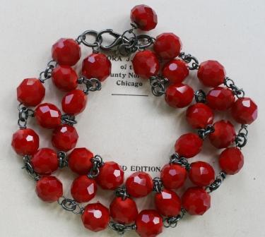 The Holly Bracelet-bracelet, wirewrapped, christmas red, holly, heart, oxidized sterling silver, feminine, wholesale, tippystockton