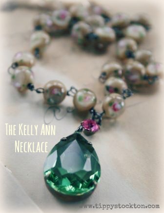 The Kelly Ann Necklace-necklace, wirewrapped, kelly ann, oxidized sterling silver, vintage, millefiori beads, pink, peridot, wholesale, tippy stockton 