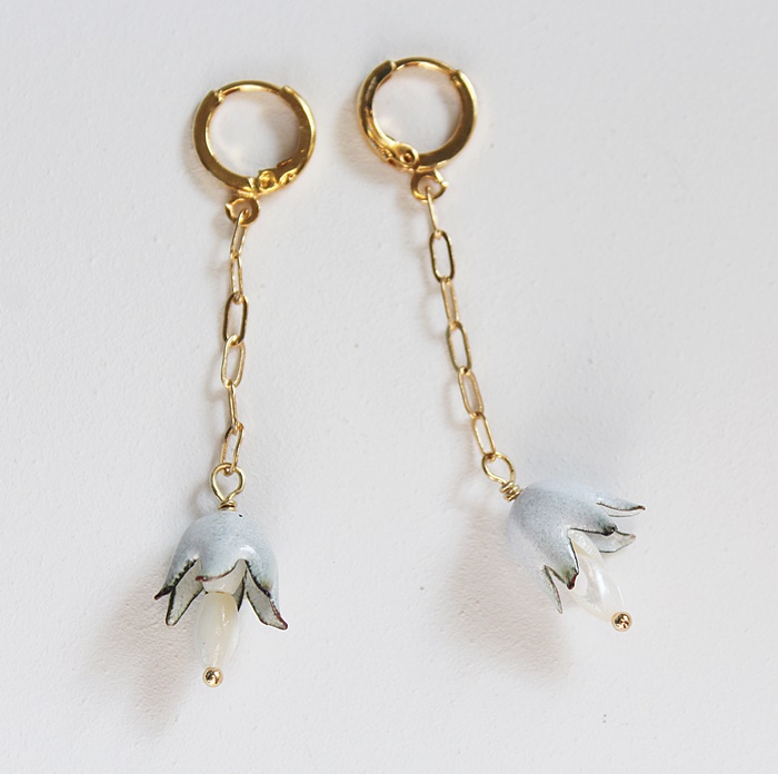 Handmade Enamel Flower Drop Earrings - The Lily Earrings