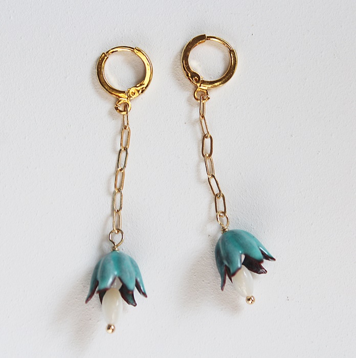 Handmade Enamel Flower Drop Earrings - The Lily Earrings