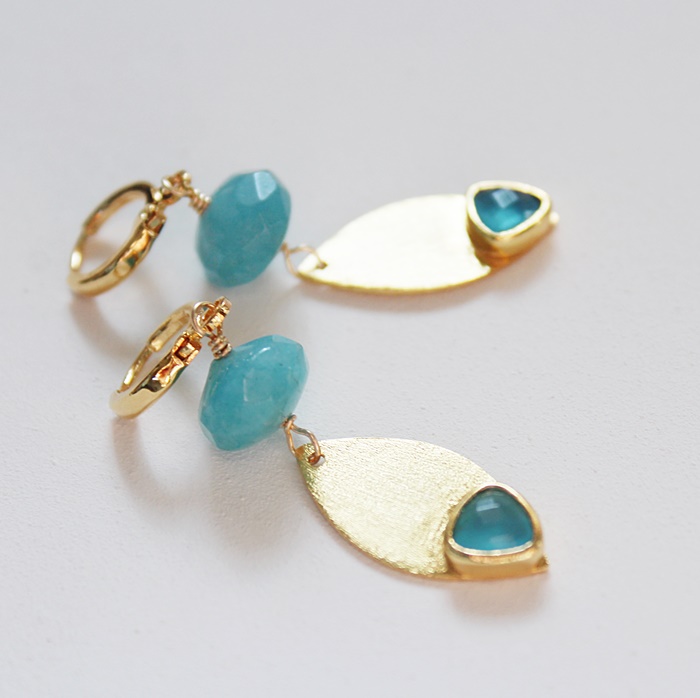 Sky Blue Chalcedony and Aquamarine Earrings - The Bainbridge Earrings