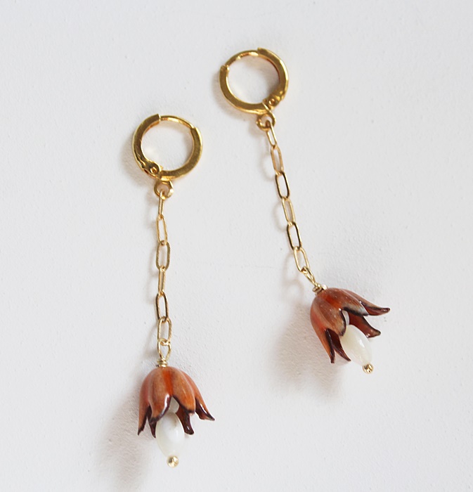 Handmade Enamel Flower Drop Earrings - The Lily Earrings
