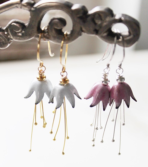 Enamel Flower Earrings - The Fuchsia Earrings