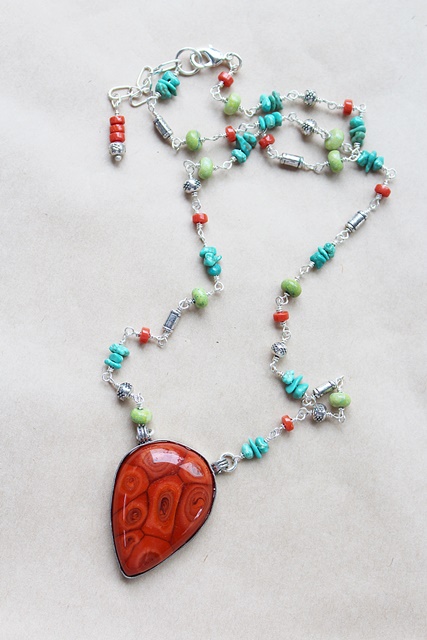 Agate, Turquoise, Coral, Mixed Gem Necklace - The Gemma Necklace