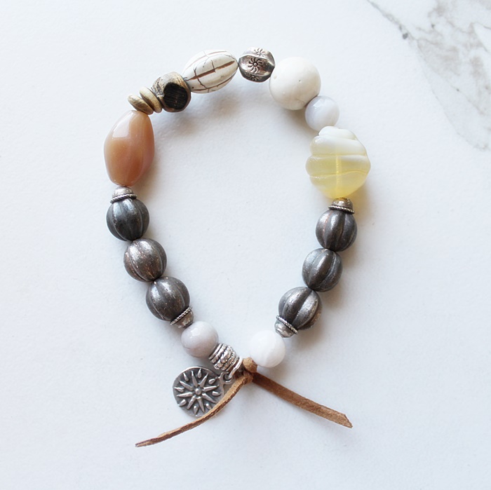 Mixed Glass and Gemstone Stretch Bracelet - The Harvest Bracelet