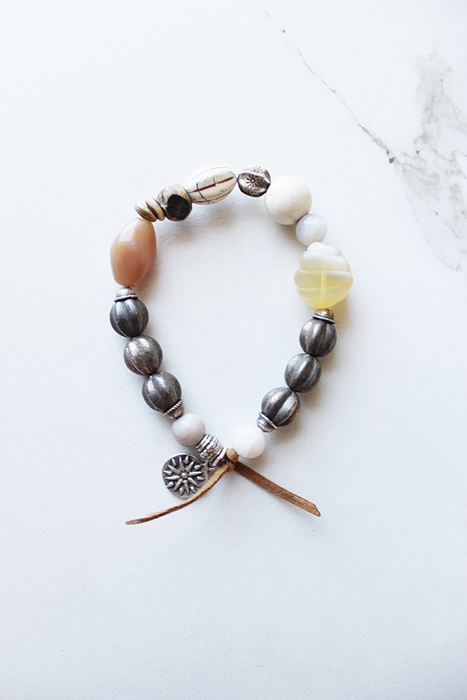 Mixed Glass and Gemstone Stretch Bracelet - The Harvest Bracelet