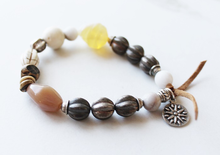 Mixed Glass and Gemstone Stretch Bracelet - The Harvest Bracelet