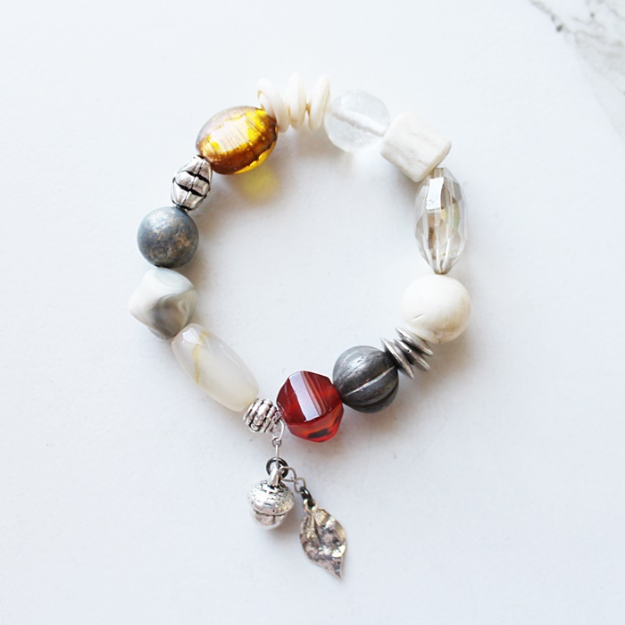 Mixed Gem and Glass Stretch Bracelet - The Autumn Bracelet