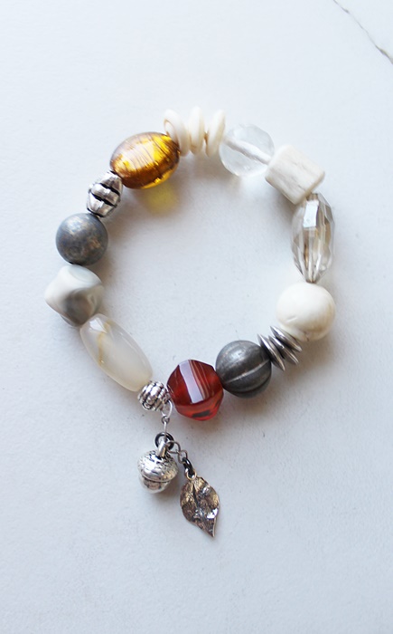 Mixed Gem and Glass Stretch Bracelet - The Autumn Bracelet