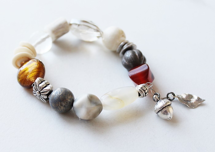 Mixed Gem and Glass Stretch Bracelet - The Autumn Bracelet