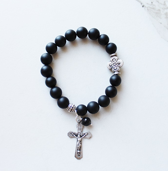 Black Onyx and Sterling Silver Stretch Bracelet - The Mercy Bracelet