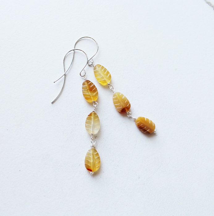 Carnelian Dangle Earrings - Falling Leaves Earrings