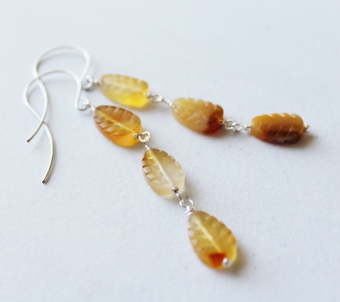 Carnelian Dangle Earrings - Falling Leaves Earrings