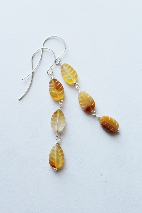 Carnelian Dangle Earrings - Falling Leaves Earrings