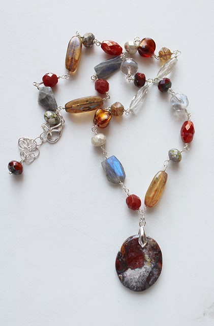 Gemstone Pendant Wirewrapped Necklace - The Tawny Necklace