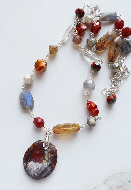 Gemstone Pendant Wirewrapped Necklace - The Tawny Necklace
