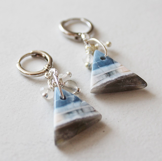Blue Opal and Moonstone Earrings - The Sally Earrings