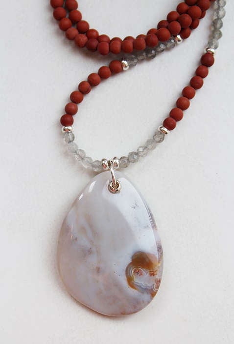 Red Jasper, Labradorite, Ocean Jasper Pendant Necklace - The Tucson Necklace