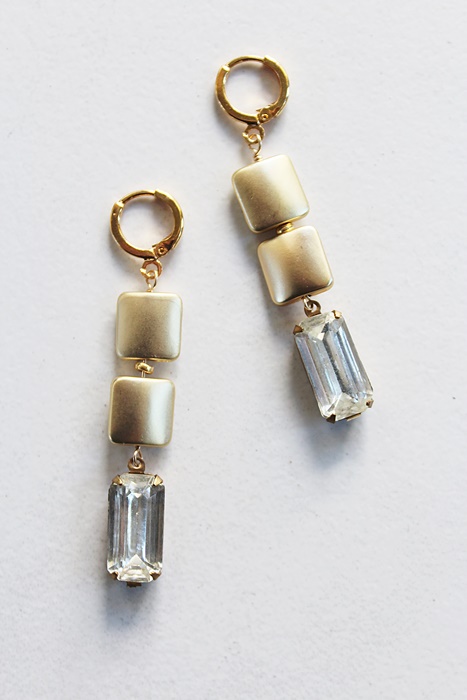 Hamilton Satin Gold and Vintage Cabachons - The Greta Earrings