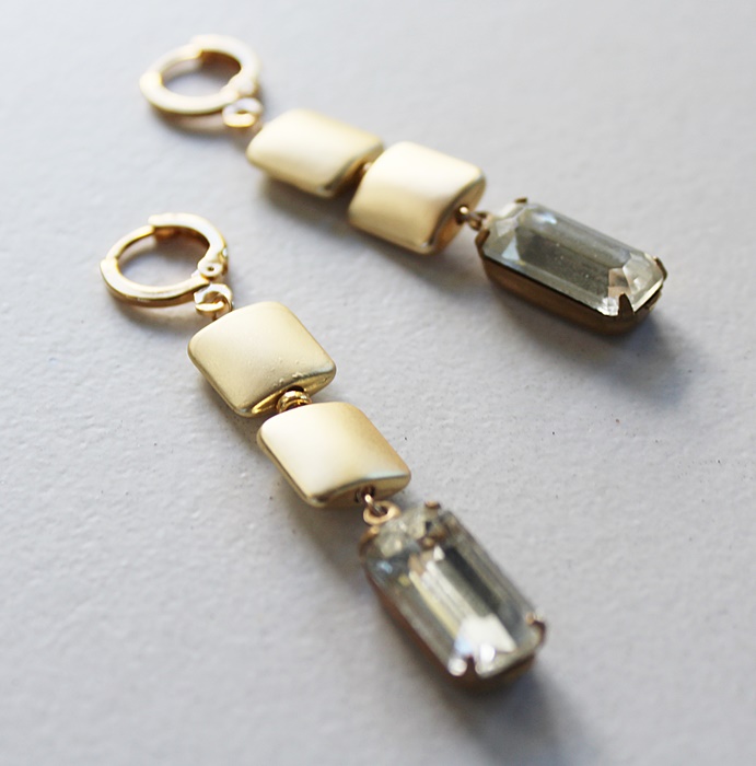 Hamilton Satin Gold and Vintage Cabachons - The Greta Earrings