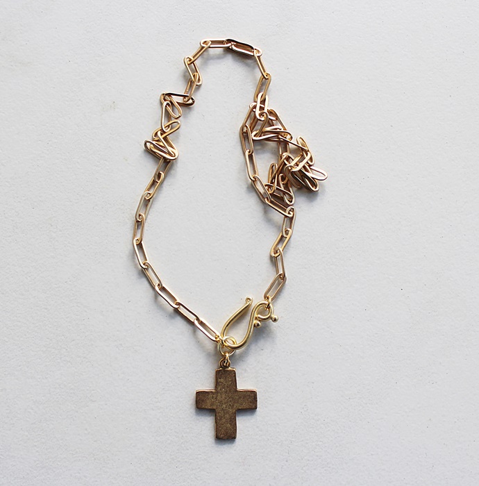 Brushed, Simple Cross on Paperclip Chain - The Revival Necklace