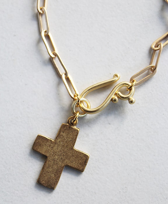 Brushed, Simple Cross on Paperclip Chain - The Revival Necklace
