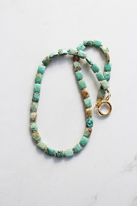 Peruvian Turquoise and Gold Necklace - The Lima Necklace