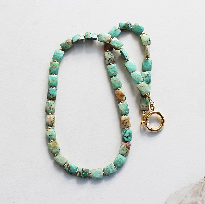 Peruvian Turquoise and Gold Necklace - The Lima Necklace