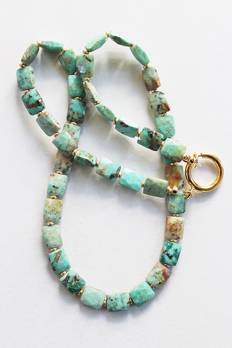 Peruvian Turquoise and Gold Necklace - The Lima Necklace