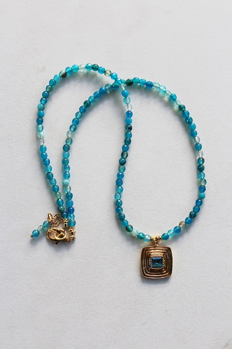 Sky Blue Agate and Blue Topaz Pendant - The Montana Necklace