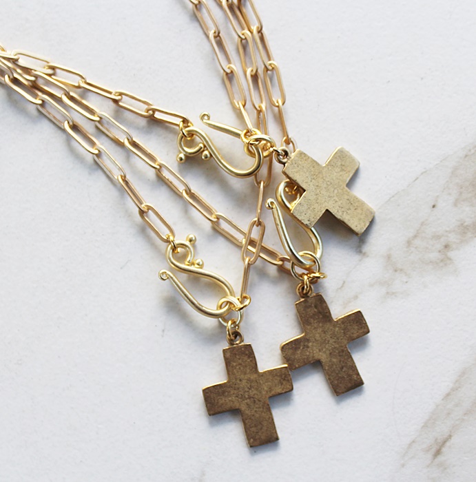 Brushed, Simple Cross on Paperclip Chain - The Revival Necklace