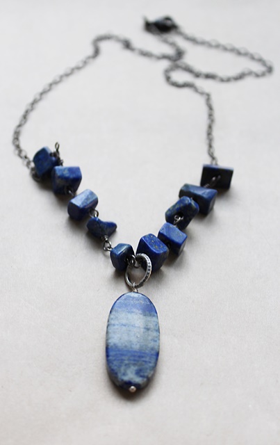 OOAK - Lapis Pendant and Beaded Necklace - The Candace Necklace