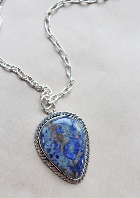 Sodalite Sterling Silver Pendant Necklace - The Beth Necklace