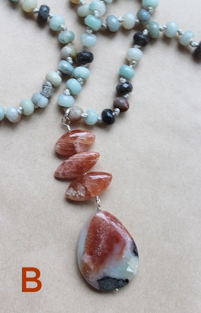 Amazonite, Sandstone, and Agate Knotted Necklace - The Payton Necklace