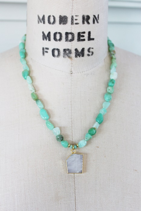 Chrysoprace and Slab Moonstone Necklace - The Meghan Necklace