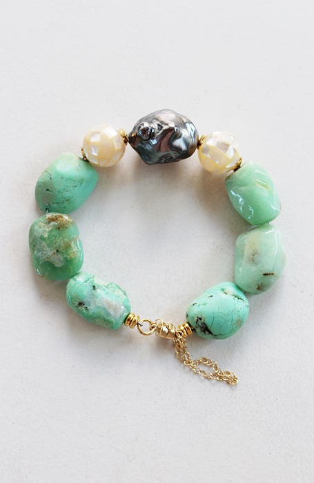 Chunky Chrysoprace, Baroque Pearl and MOP Bracelet - The Perry Bracelet
