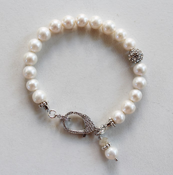 Fresh Water Pearl and CZ Clasp Bracelet - The Morgan Bracelet