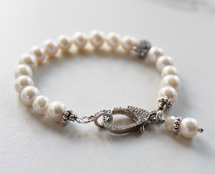 Fresh Water Pearl and CZ Clasp Bracelet - The Morgan Bracelet