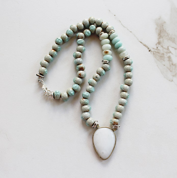 Mixed Glass or Agate Pendant Necklace - The Aubrey Necklace