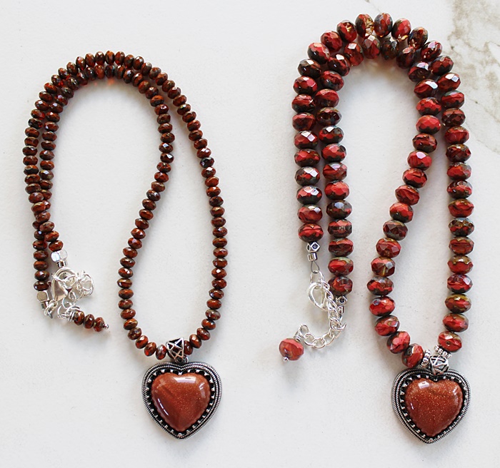 Czech Glass and Sunstone Pendant Necklace - The Yuma Necklace